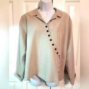 Christopher & Banks Tan Asymmetrical Button Down Tunic